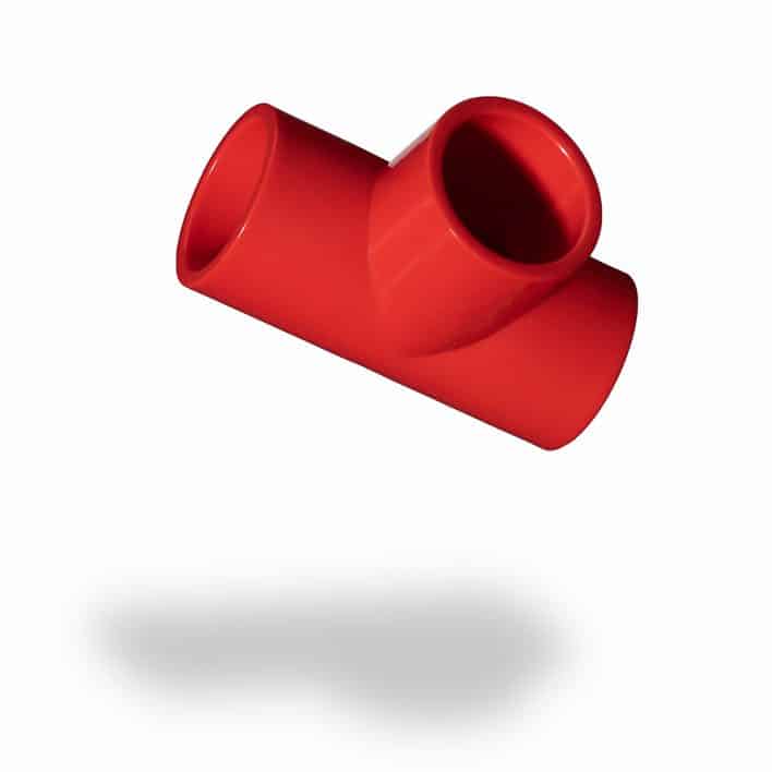 Rood 25mm T-Stuk voor ASD